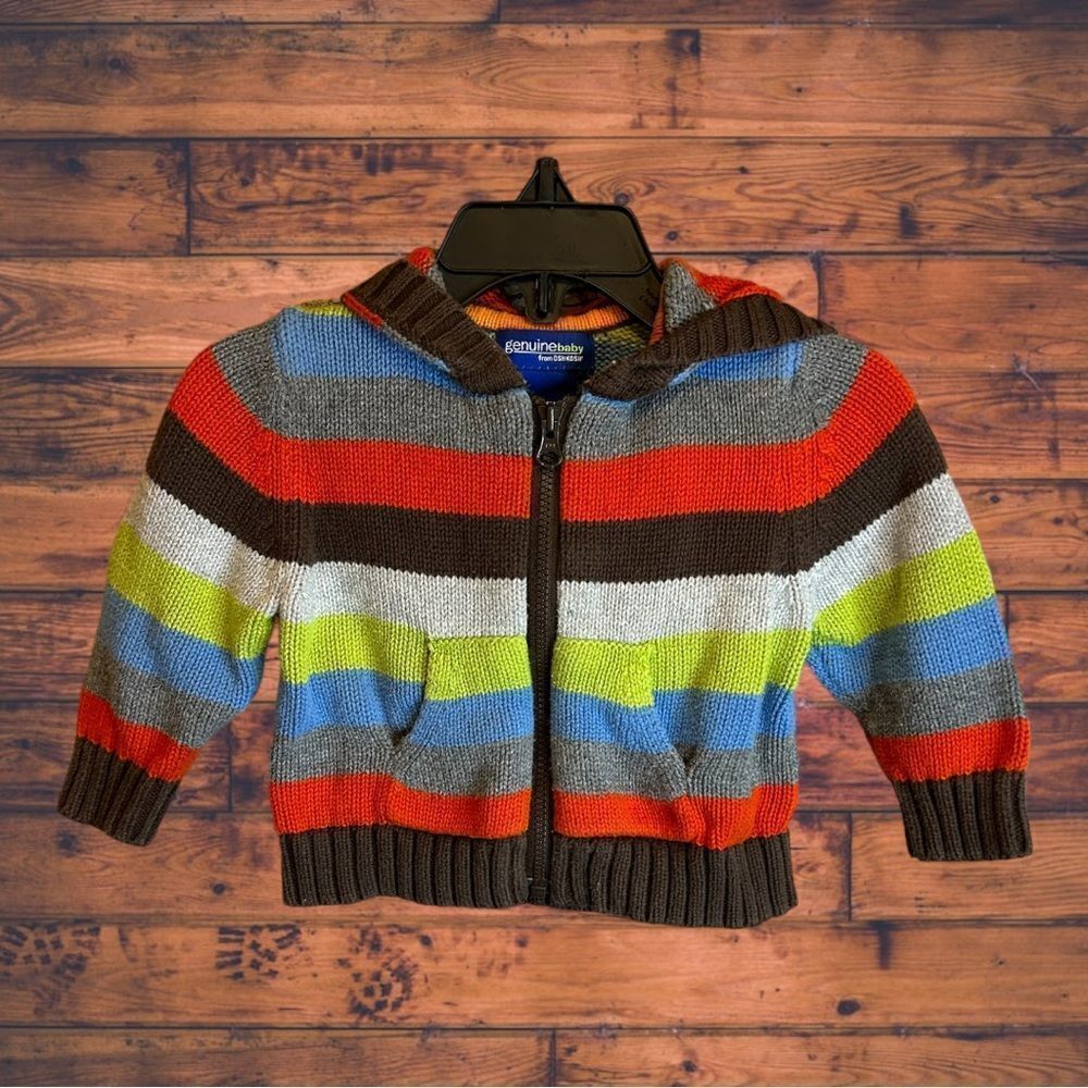 5 for $25🔥Baby Size‎ 6 Month Striped Genuine Baby by Oshkosh Hooded Sweater